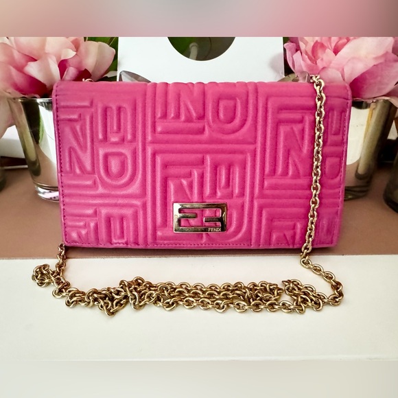 Fendi Handbags - Pink Fendi Lambskin Wallet On Chain WOC